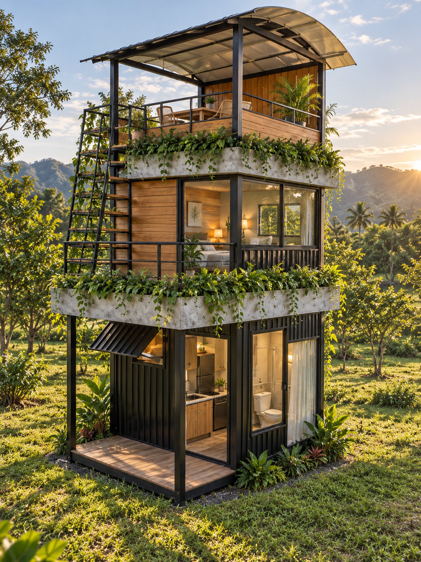 Tiny House at dusk